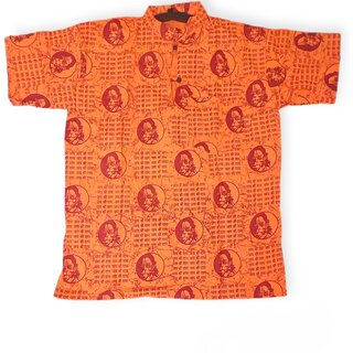                       Jai Shri Ram 100 percent cotton T-shirt style orange color hanuman printed short kurta for men and women                                              