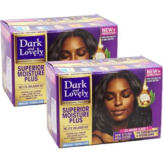 Dark And Lovely Superior Moisture Plus Regular Hair Straightening Kit - Pack Of 2 (350ml)
