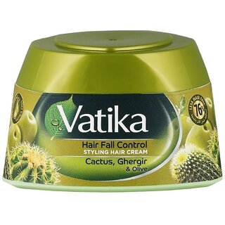                       Vatika Cactus, Ghergir & Olive Styling Hair Cream - Pack Of 1 (140ml)                                              