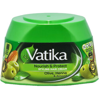                       Vatika Nourish & Protect Olive, Henna & Almond Styling Hair Cream - 140ml                                              