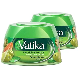                       Vatika Olive, Henna & Almond Nourish Hair Cream - Pack Of 2 (140ml)                                              