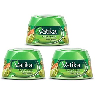                       Vatika Olive, Henna & Almond Nourish Hair Cream - Pack Of 3 (140ml)                                              