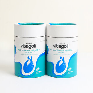 Vitagoli Pre  Probiotics + Algal DHA Omega3 Vegan Gummies - Supports Digestive  Urinary Track Health with 4 Billion CFUs Bacillus Coagulans - Promotes Weight Loss, Healthy Bowel Movements, and Immune Function - Probiotic  Prebiotic Supplement for Gut H