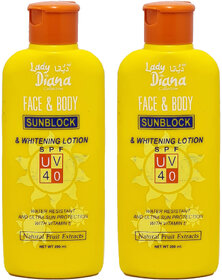 Lady Diana Sunblock Whitening Face & Body Lotion - 200ml (Pack Of 2)