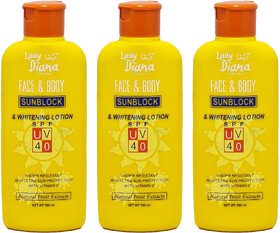 Lady Diana Sunblock Whitening Face & Body Lotion - 200ml (Pack Of 3)