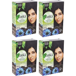                       Vatika Henna  Blackseed Natural Black 1 Hair Colours - 60g (Pack Of 4)                                              