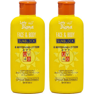 Lady Diana Sunblock Whitening Face & Body Lotion - 200ml (Pack Of 2)