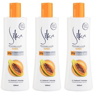                       Silka Papaya Whitening lotion - 200ml (Pack Of 3)                                              