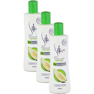 Silka Green Papaya Skin Whitening Body lotion - Pack Of 3 (200ml) Silka Green Papaya Skin Whitening Body lotion - Pack Of 3 (200ml)