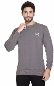 NYC CLUB Men Round Neck Grey Sweatshirt