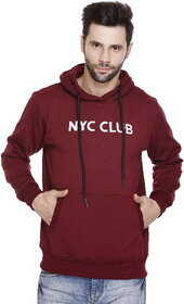 NYC CLUB Men Hooded Maroon Sweatshirt
