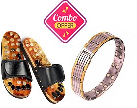 UnV Acupressure Stone slippers with Maintain Blood Circulation Magnetic Bracelate