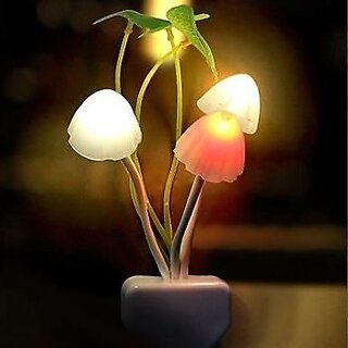                       UnV LED Night Lamp with Plug Smart Sensor Mushroom Flowers Beautiful Illumination Home Decoration Lights for Bedroom                                              
