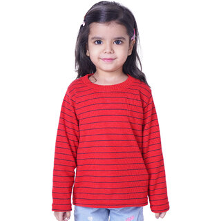                       Kid Kupboard Cotton Baby Girls Sweatshirt, Red, Full-Sleeves, Crew Neck, 3-4 Years KIDS5932                                              