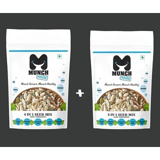6 in 1 Seed Mix | Raw Unroasted Seed Mix | 400 gm | Healthy snacks | Weight loss | High Protein | Gluten free |Superfood | Vegan | Ready to eat