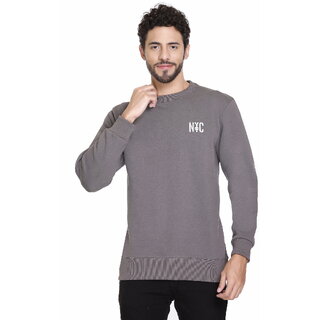                       NYC CLUB Men Round Neck Grey Sweatshirt                                              