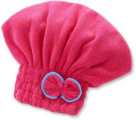 Super Absorbent Hair Towel Wrap for Wet Hair, Fast Drying Microfiber Hair Drying Towel Cap with Bow-Knot Pink