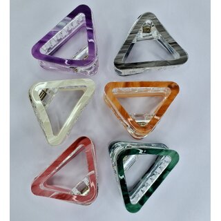                       Small Triangle Hair Clutcher for Women  Girls, Multi Color Pack of 6                                              