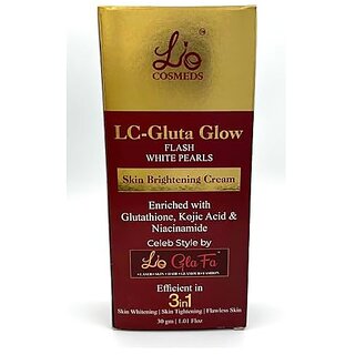                       Lio Cosmeds LC Gluta Glow Flash White Pearls Cream | Skin Whitening Cream| Kojic Acid | Niacinamide | Alpha Arbutin | Mulberry Extract | L-Arginine | Skin Tightening | Flawless Skin | 30 gm                                              