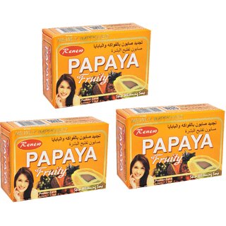 Renew Papaya Fruity Skin Whitening Herbal Soap - 135g (Pack Of 3) Renew Papaya Fruity Skin Whitening Herbal Soap - 135g (Pack Of 3)
