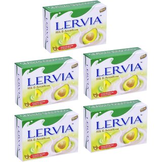                       Lervia Milk & Avocado Soap - 90g (Pack Of 5)                                              