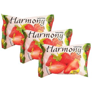                       Harmony Fruity Strawberry Face  Body Soap - Pack Of 3 (75g)                                              