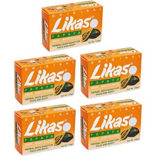                       Likas Papaya Skin Whitening Soap - 135gm (Pack Of 5)                                              