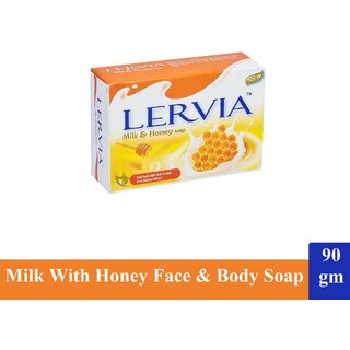                       Lervia Milk Protein And Honey Extract Soap - Pack Of 1 (90g)                                              