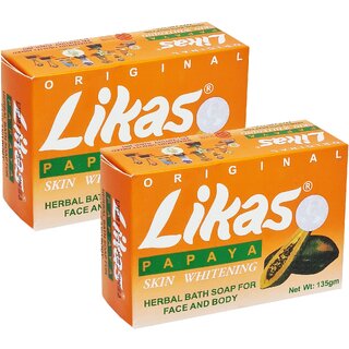                       Likas Papaya Whitening Face & Body Soap - Pack Of 2 (135g)                                              