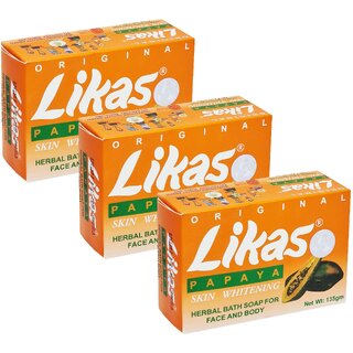 Likas Papaya Whitening Face & Body Soap - Pack Of 3 (135g) Likas Papaya Whitening Face & Body Soap - Pack Of 3 (135g)