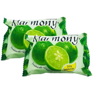                       Harmony Fruity Green Lemon Face & Body Soap - Pack Of 2 (75g)                                              