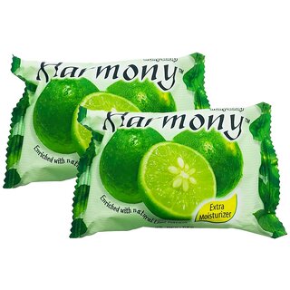                       Harmony Fruity Green Lemon Face  Body Soap - Pack Of 2 (75g)                                              
