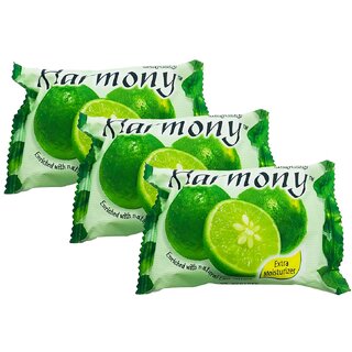                       Harmony Fruity Green Lemon Face  Body Soap - Pack Of 3 (75g)                                              