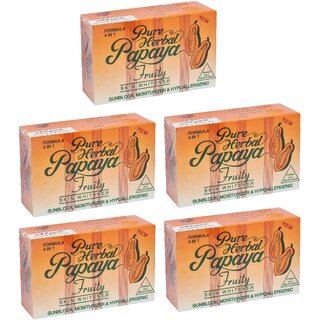                       Pure Herbal Papaya Fruity Soap - 135g (Pack Of 5)                                              