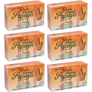                       Pure Herbal Papaya Fruity Soap - 135g (Pack Of 6)                                              
