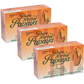                       Pure Herbal Papaya Face  Body Soap - Pack Of 3 (135g)                                              