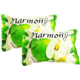                       Harmony Fruity Green aple Face & Body Soap - Pack Of 2 (75g)                                              