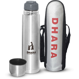                       Dhara Stainless Steel Dilmah Thermosteel Flip Lid 24 Hours Hot And Cold Flask Bottle 1000ml                                              