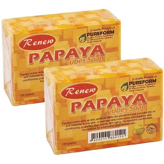                       Renew Skin Whitening Papaya Cubes Soap - Pack Of 2 (135g)                                              