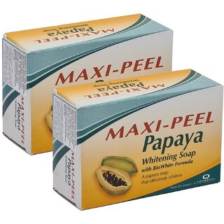 Maxi Peel Face  Body Papaya Whitening Soap - Pack Of 2 (135g)