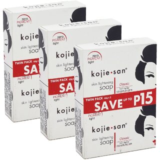                       Kojie San Skin Lightening Face  Body Soap - Pack Of 3 (2X65gm)                                              