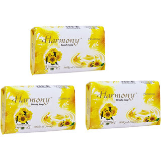                       Harmony Milky  Creamy Sunflower Beauty Soap - 135g (Pack Of 3)                                              