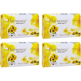                       Harmony Milky  Creamy Sunflower Beauty Soap - 135g (Pack Of 4)                                              