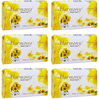                       Harmony Milky  Creamy Sunflower Beauty Soap - 135g (Pack Of 6)                                              