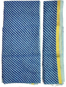 AnuMoh KOTA DORIYA HANDLOOM BLOCK PRINTED COTTON-SILK HYBRID Material for Kurti/Kameez + Dupatta Blue based Multicolor