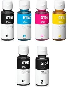 Realink Ink GT51 GT52 Multi color Ink Bottles Set + 2 Black Ink Bottle ()