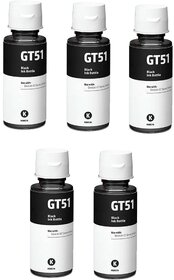 Realink Ink Cartridge GT51 GT52 BK Compatible For GT5810 5811 5820 5821 115 Pack of 5 Black Ink Bottle ()