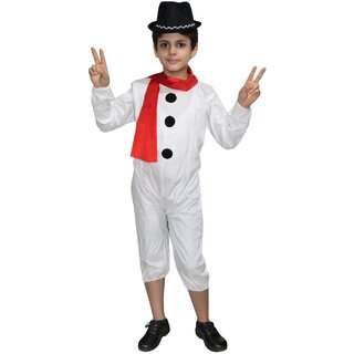                       Kaku Fancy Dresses Fairy Tales Snow Man Costume -White  Red, For Boys                                              