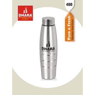                       Dhara Stainless Steel Pure N Fresh Fridge Water Bottle 400 ml Silver                                              