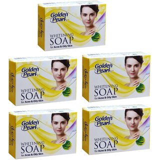                       Golden Pearl Whitening For Acne  Oil Skin Soap - 100g (Pack Of 5)                                              